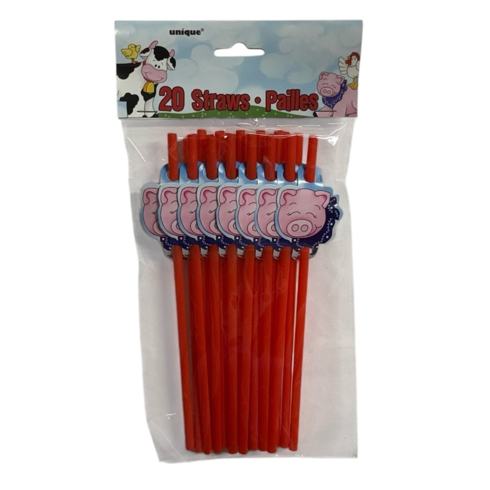 Unique brand set of 20 straws with pig attached brand new in package never used!